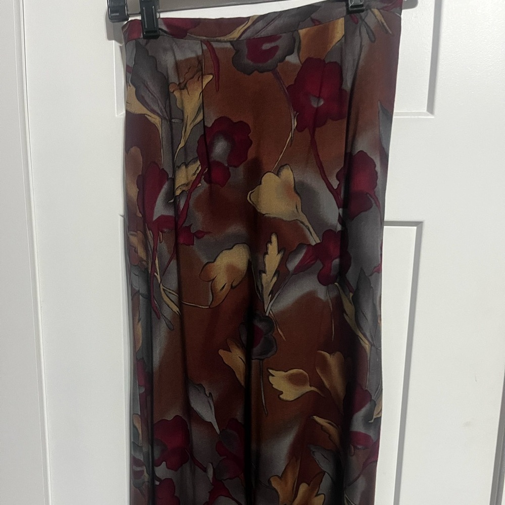 Long skirt.  Burgundy, gray, taupe